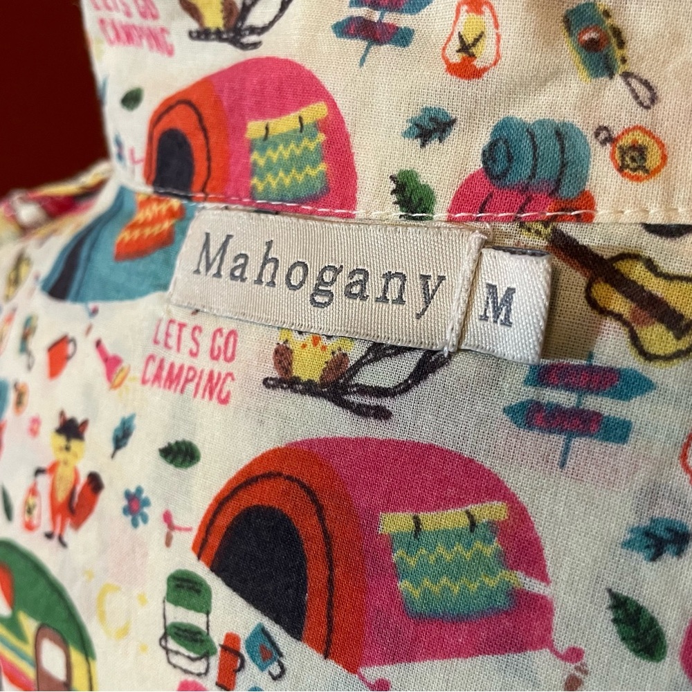 Mahogany Women’s Happy Camper 100% Cotton Camp Novelty Matching Pajama Set - Picture 2 of 6